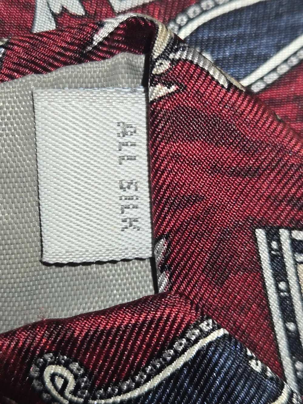 : Vintage Pierre Cardin 100% Silk Tie Burgundy Green Khaki Cream Geometric 59